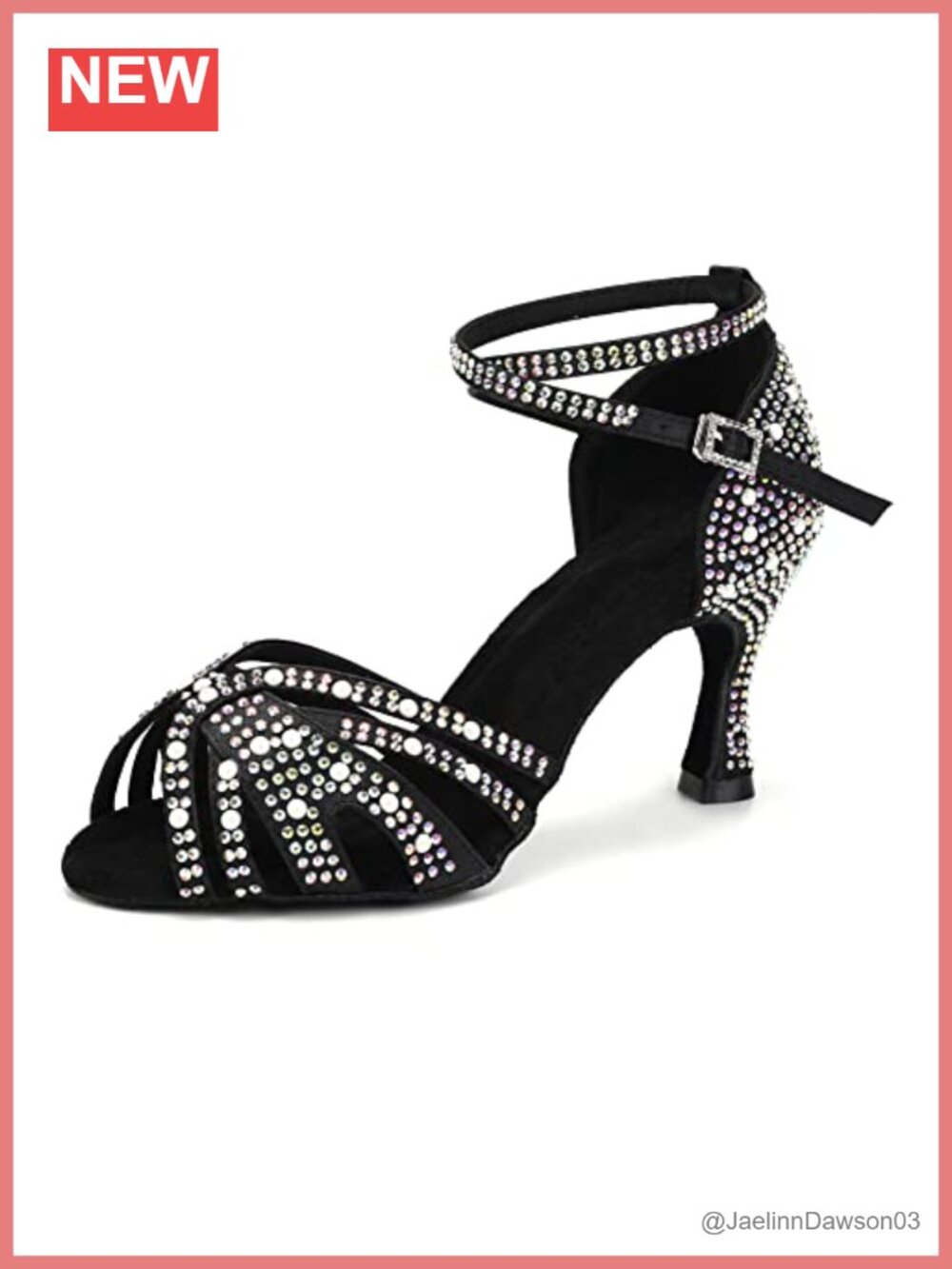 Rhinestone Satin Latin Dance Shoes Peep Toe Salsa Heels